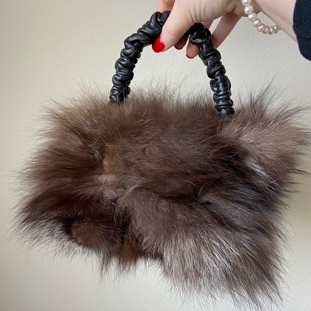 Paola del lungo rabbit fur leather bag, vintage